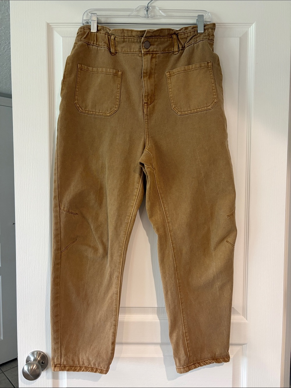 bohme Tan Barrel Chinos With Front Patch Pockets